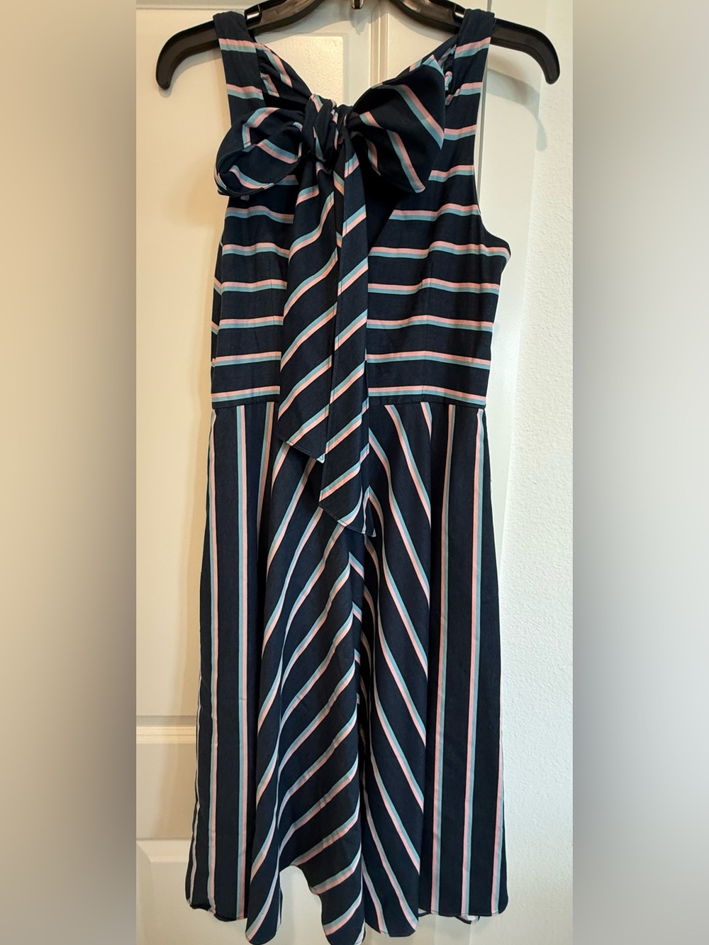 Eliza J Navy Striped Midi Dress with Pink & Light Blue Accents - Picture 5 of 7